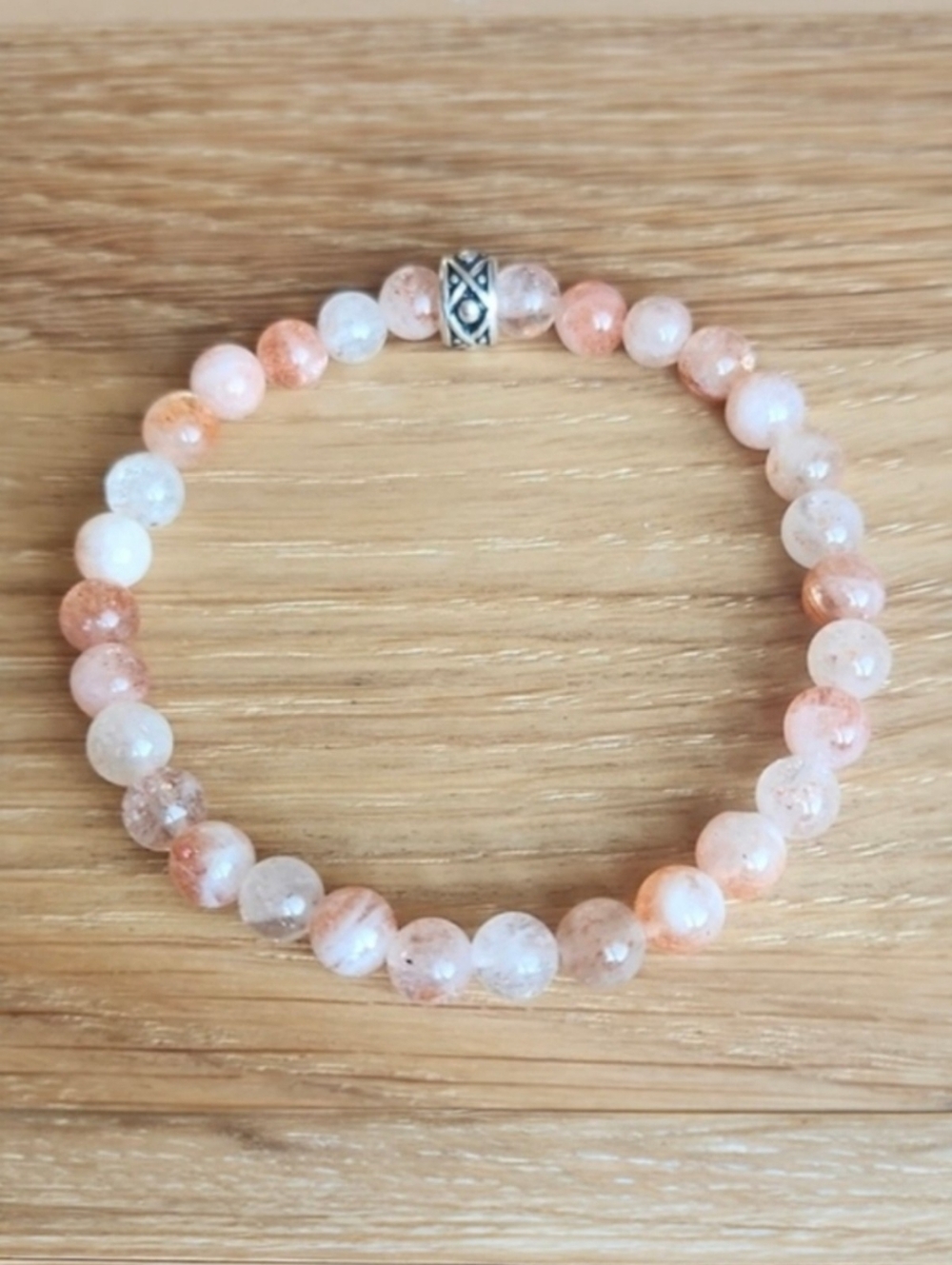 Orange Sunstone Lepidocrocite Beads Stretch Bracelet, Hand Crafted